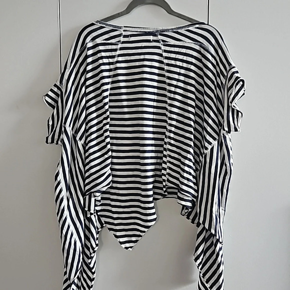 FREE PEOPLE  Striped Angel Tee Navy Blue White Small NWOT - Picture 3 of 4